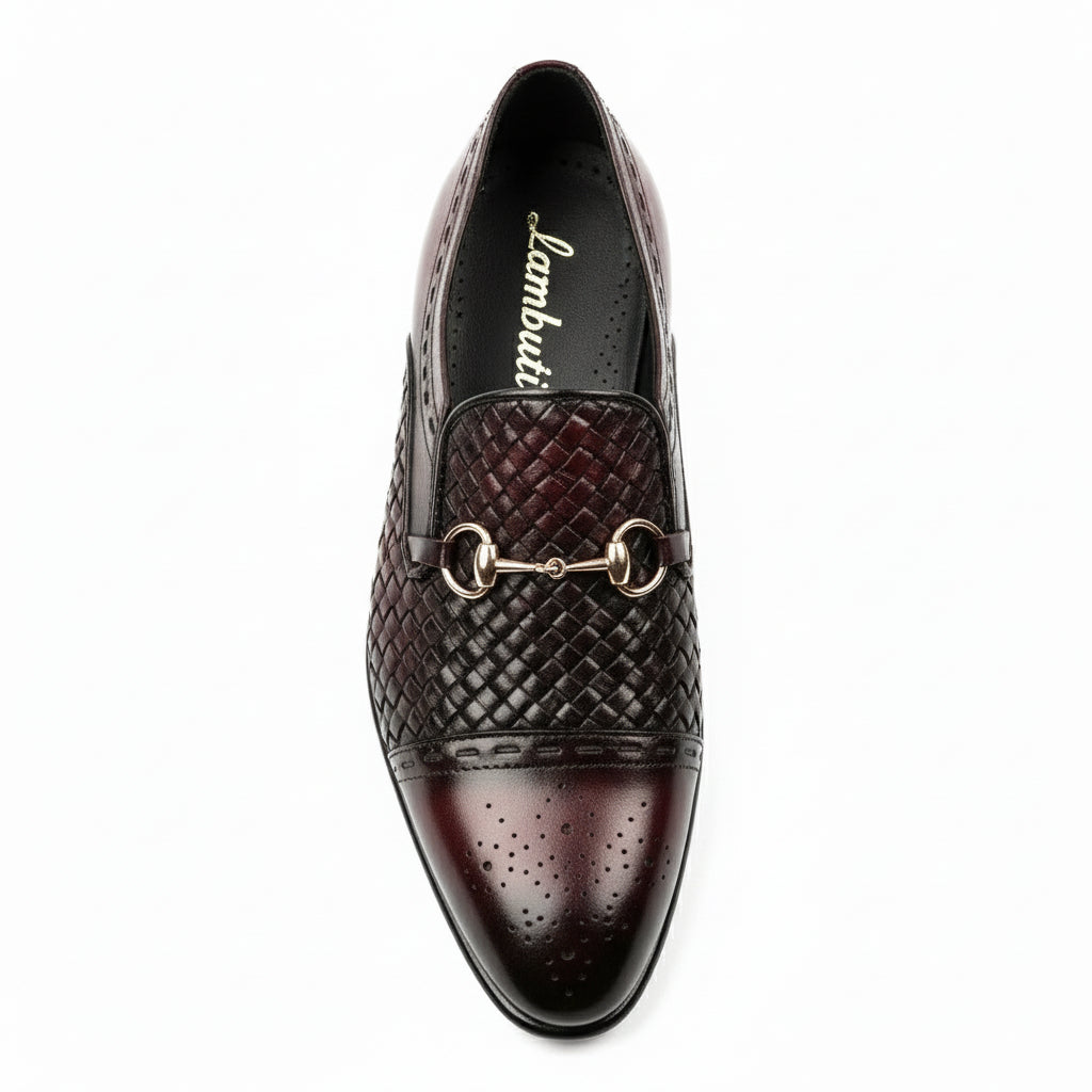 top-down-view - Men's Burgundy Leather Moccasins