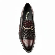 top-down-view - Men's Burgundy Leather Moccasins
