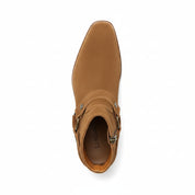 top-down-view - Men's Cow Leather High Ankle Boots in Western Design