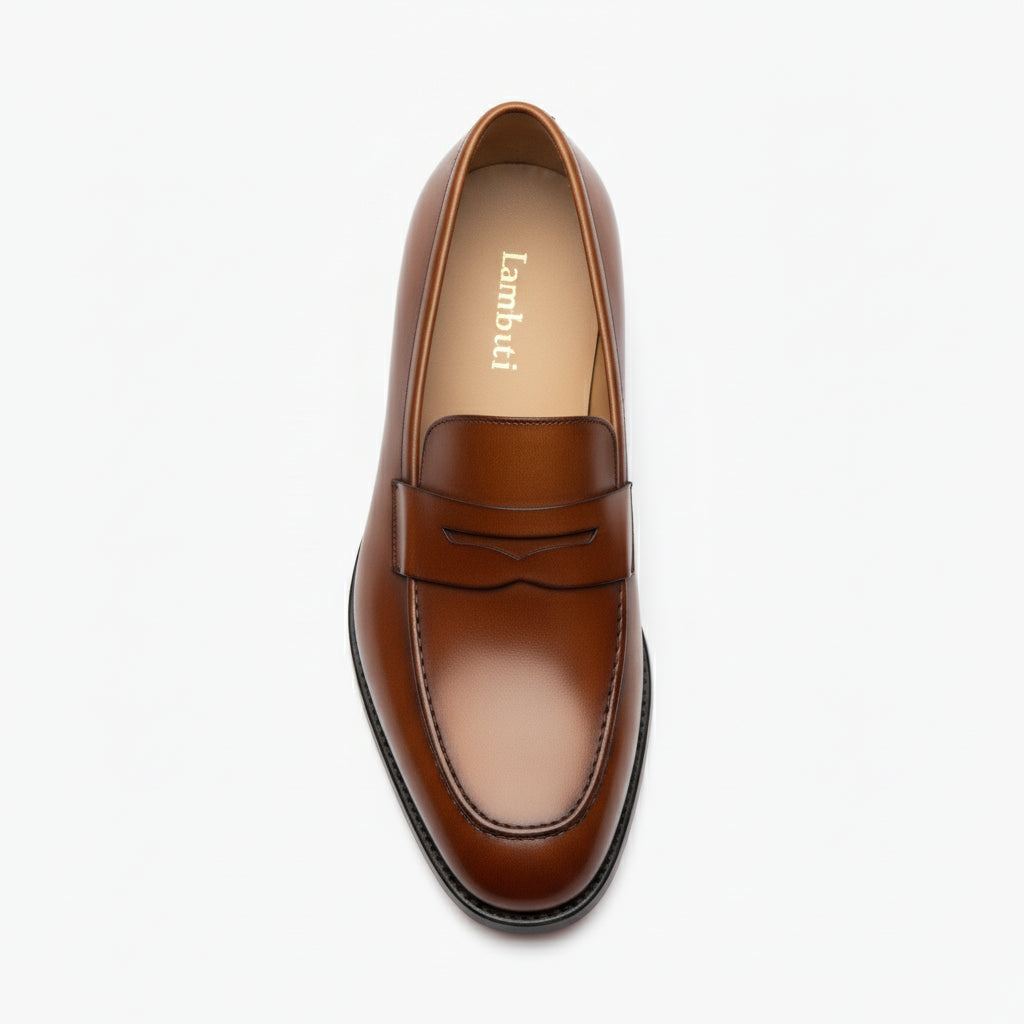 top-down-view - Men's Cow Leather Loafer Shoes