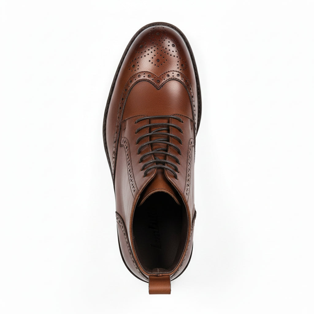 top-down-view - Men's Cow Leather Wingtip Boots