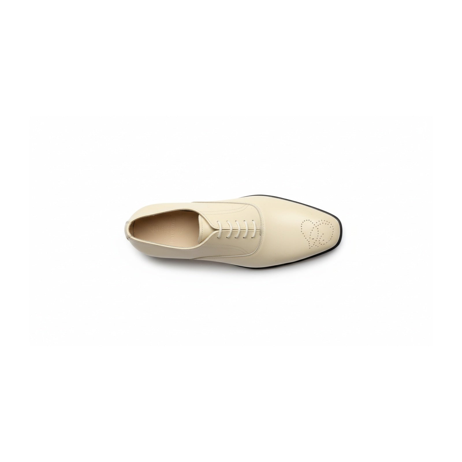 top-down-view - Men's Cream Brogue Dress Shoes in Genuine Calf Leather