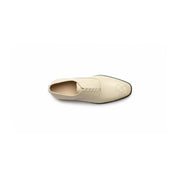 top-down-view - Men's Cream Brogue Dress Shoes in Genuine Calf Leather