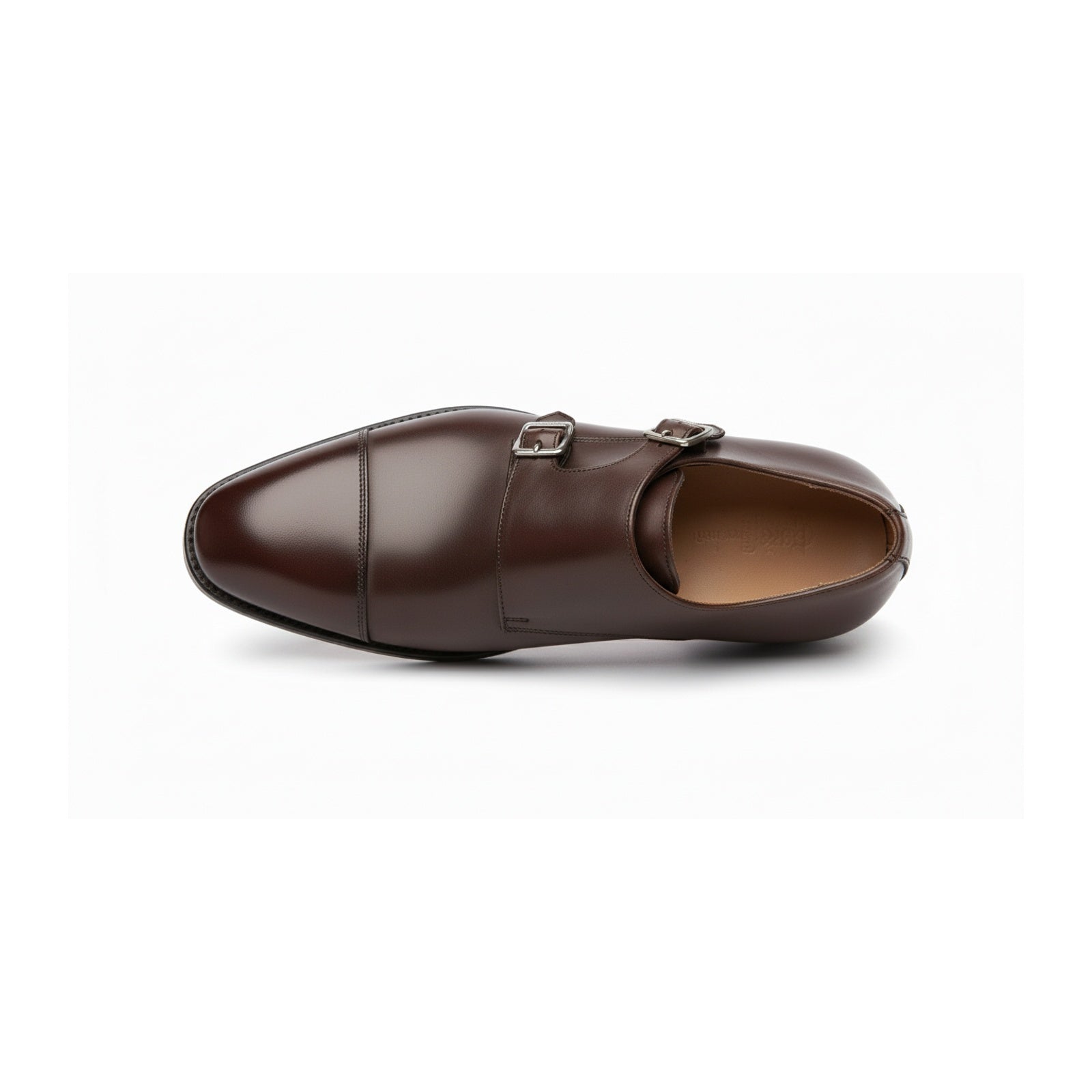 top-down-view - Men's Dark Brown Double Monk Strap Leather Formal Shoes