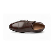 top-down-view - Men's Dark Brown Double Monk Strap Leather Formal Shoes