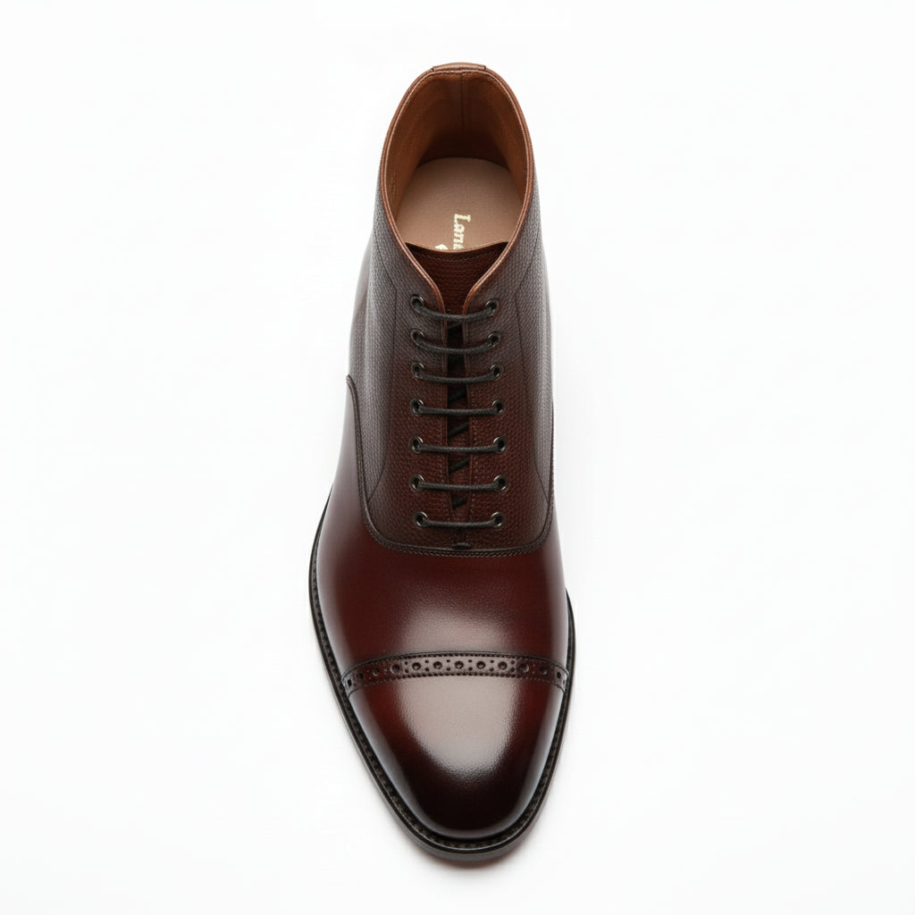 top-down-view - Men's Dark Brown Leather Cap Toe Ankle Boots