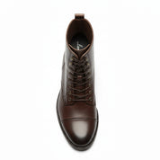 top-down-view - Men's Dark Brown Leather Cap Toe Ankle Boots