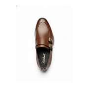 Men's Dark Brown Leather Moccasin Loafers - top-down-view