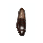 top-down-view - Men's Dark Brown Leather Slip-On Moccasins