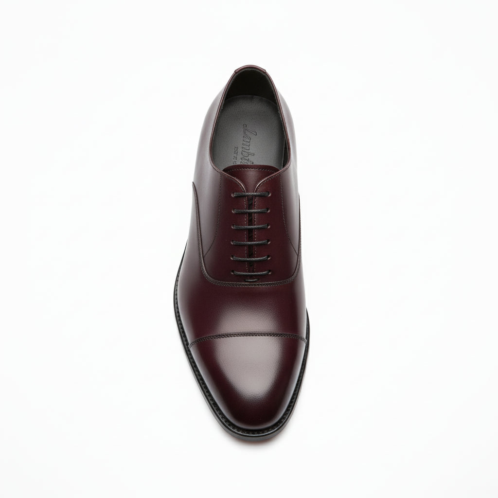 top-down-view - Men's Dark Maroon Leather Oxford Dress Shoes