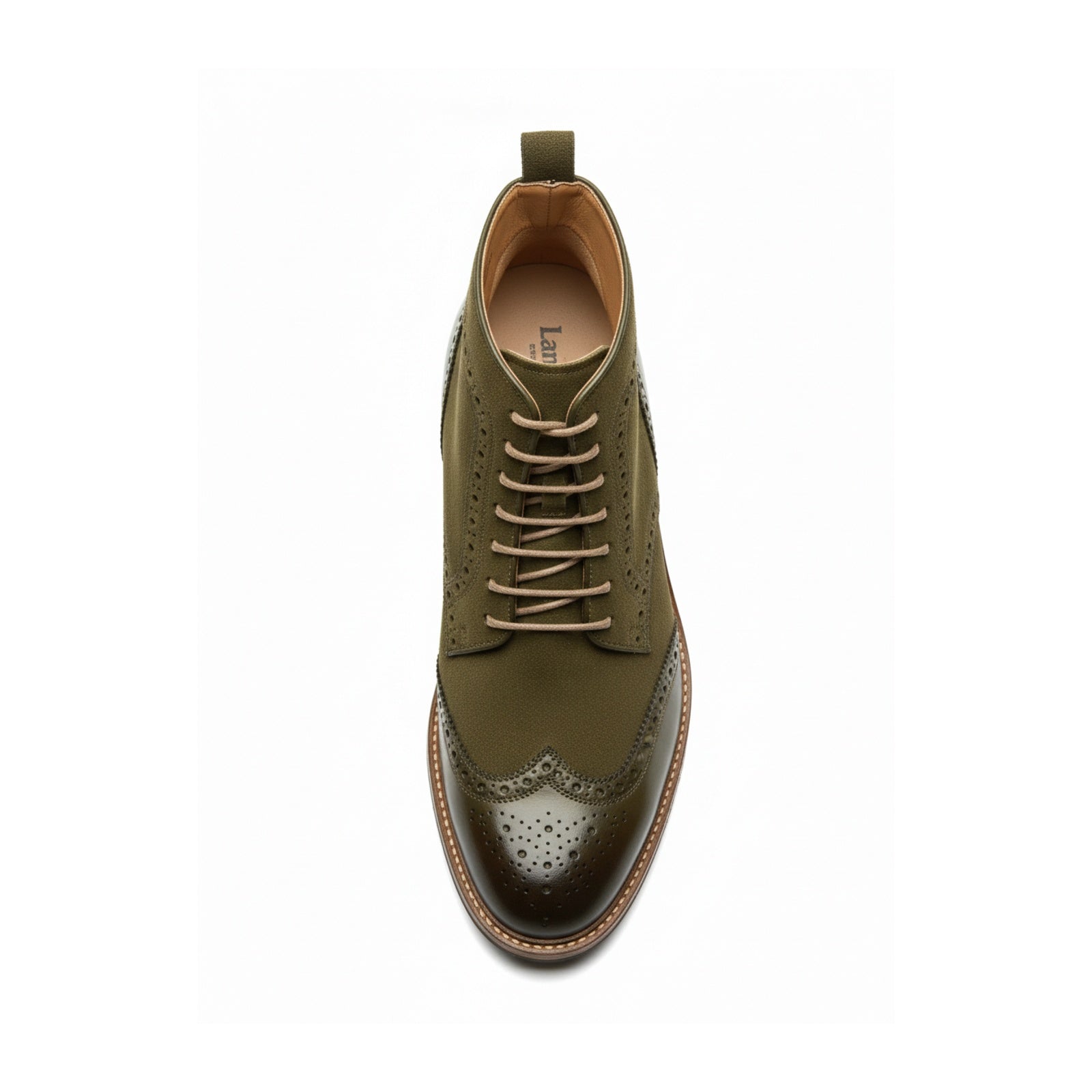 top-down-view - Men's Full Grain Leather Brogue Boots