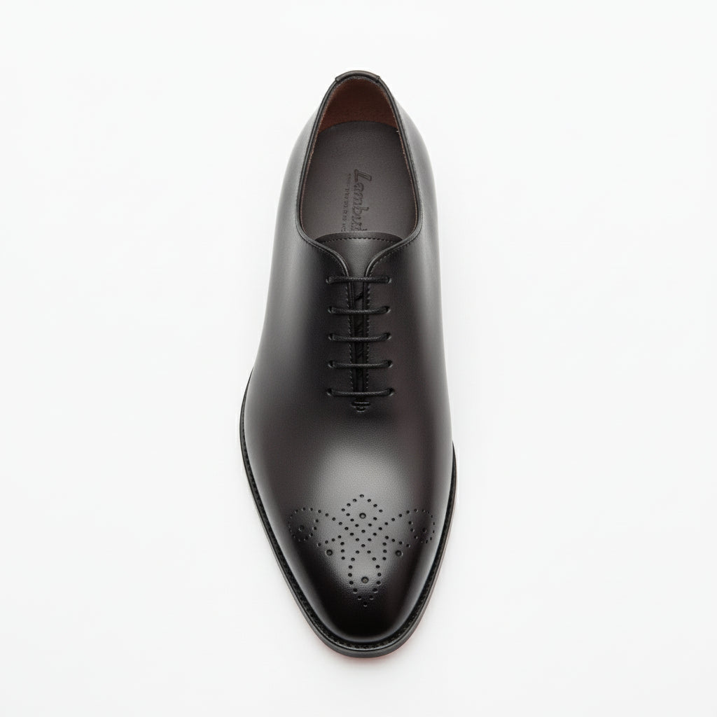 top-down-view - Men's Gray Leather Whole Cut Oxford Dress Shoes