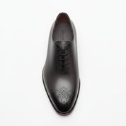 top-down-view - Men's Gray Leather Whole Cut Oxford Dress Shoes