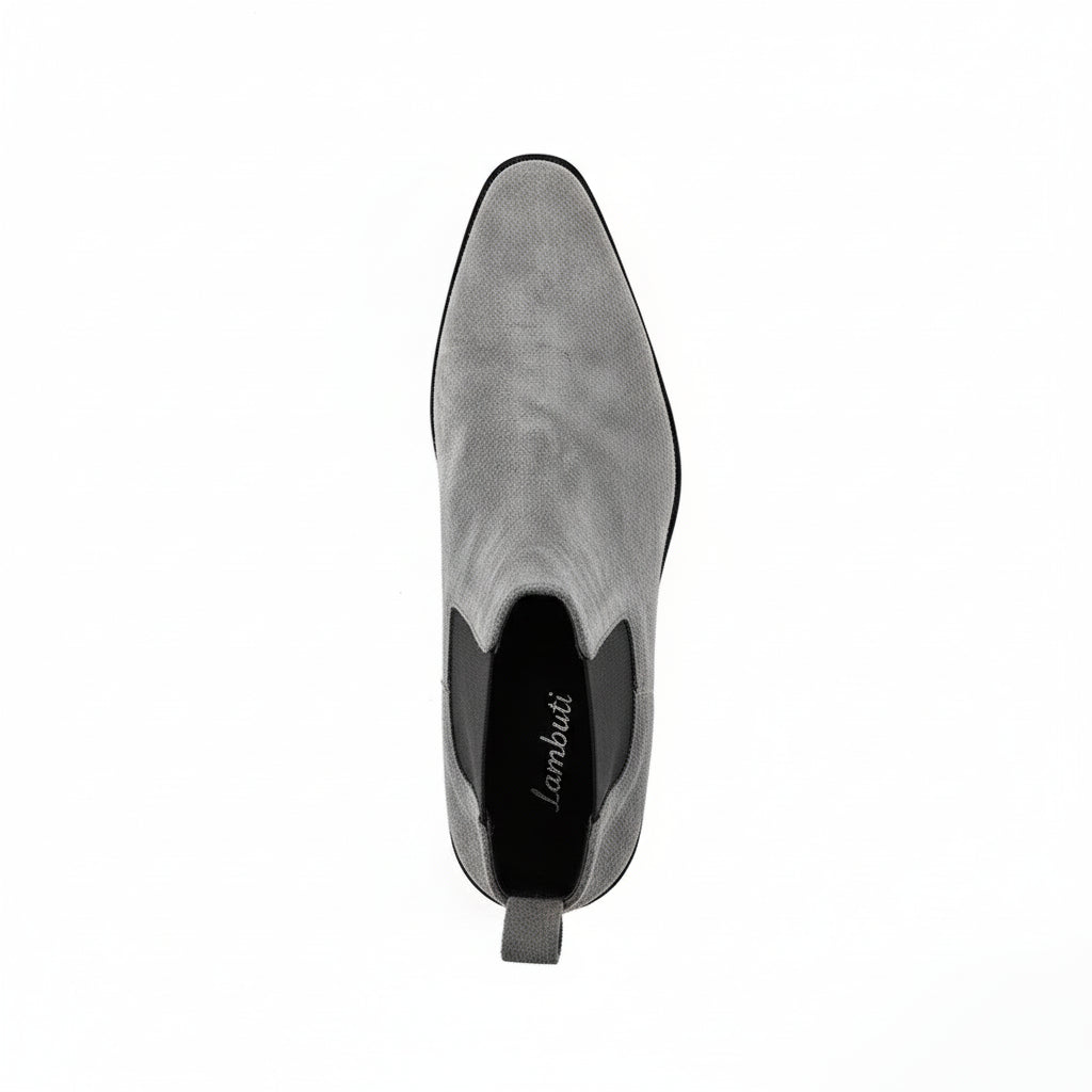 Men's Gray Suede Chelsea Boots - top-down-view