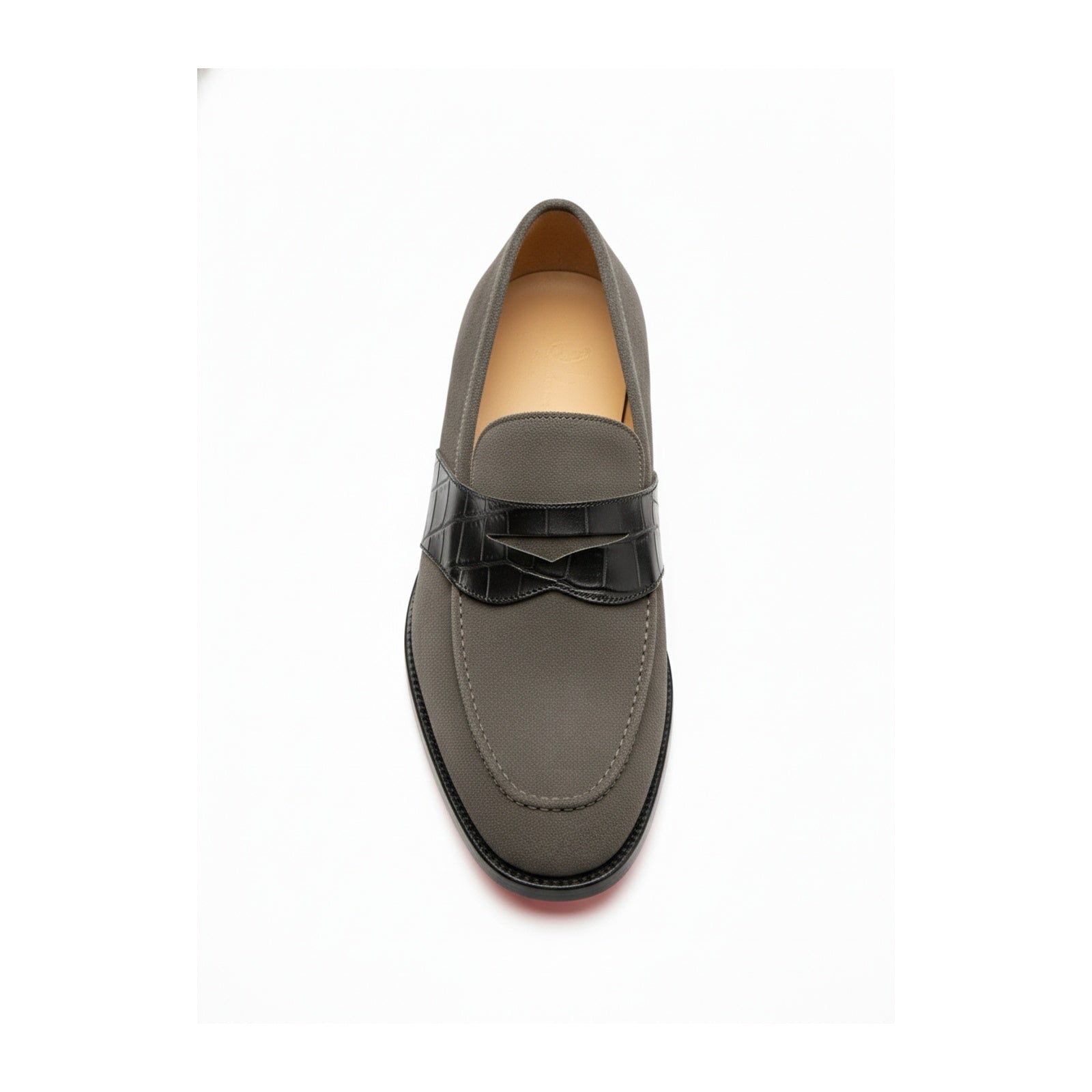 top-down-view - Men's Gray Suede Moccasin Loafers