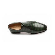 top-down-view - Men's Green Leather Lace-Up Dress Shoes