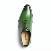Men's Green Pointed Toe Leather Dress Shoes - top-down-view