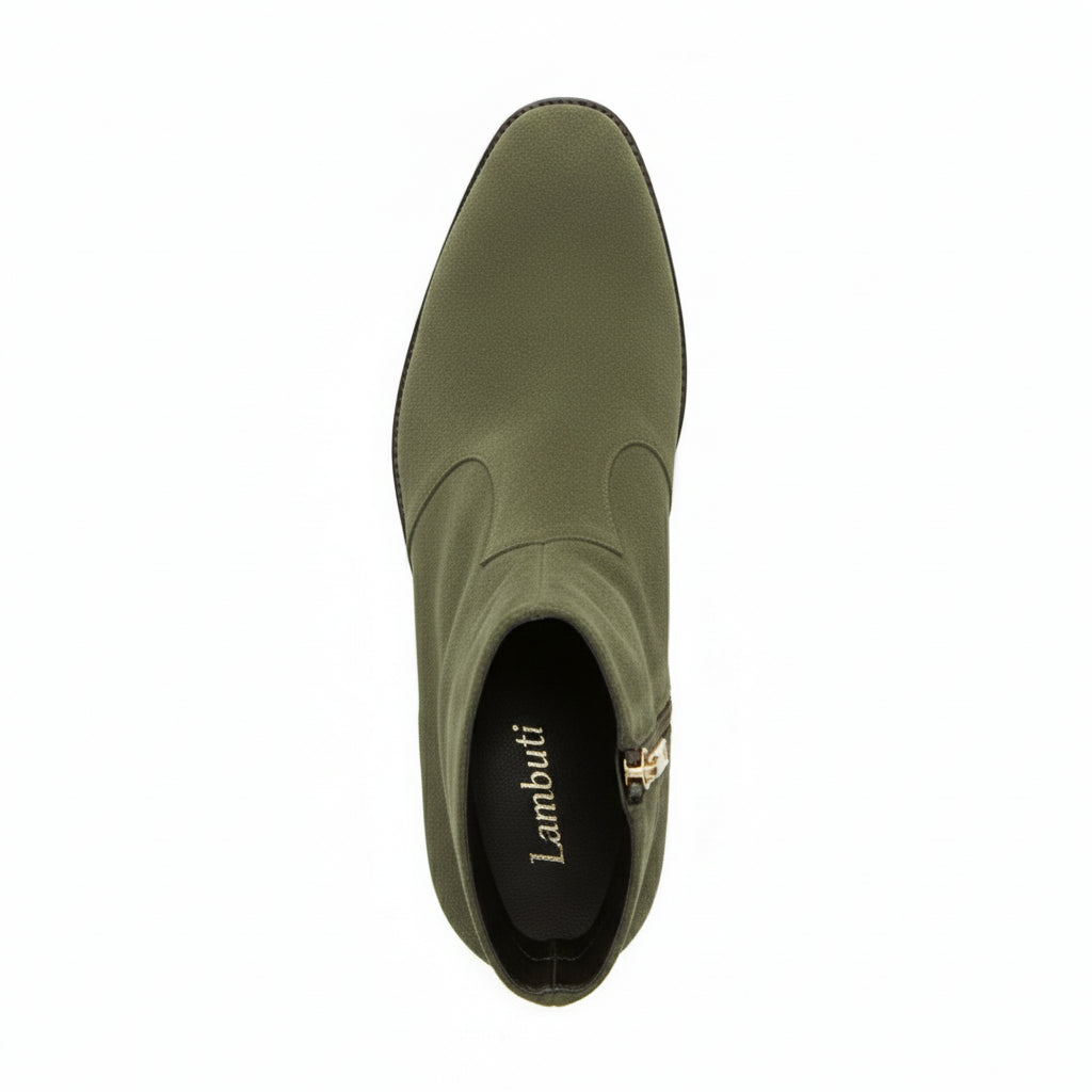 Men's Green Suede Ankle Boots - top-down-view