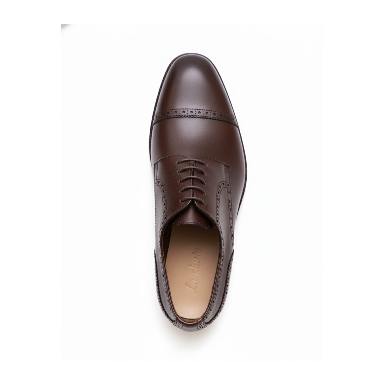 Men's Dark Brown Leather Oxford Dress Shoes - top-down-view