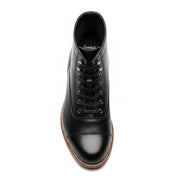 top-down-view - Men's Handmade Black Leather Ankle Boot with Handcrafted Detailing