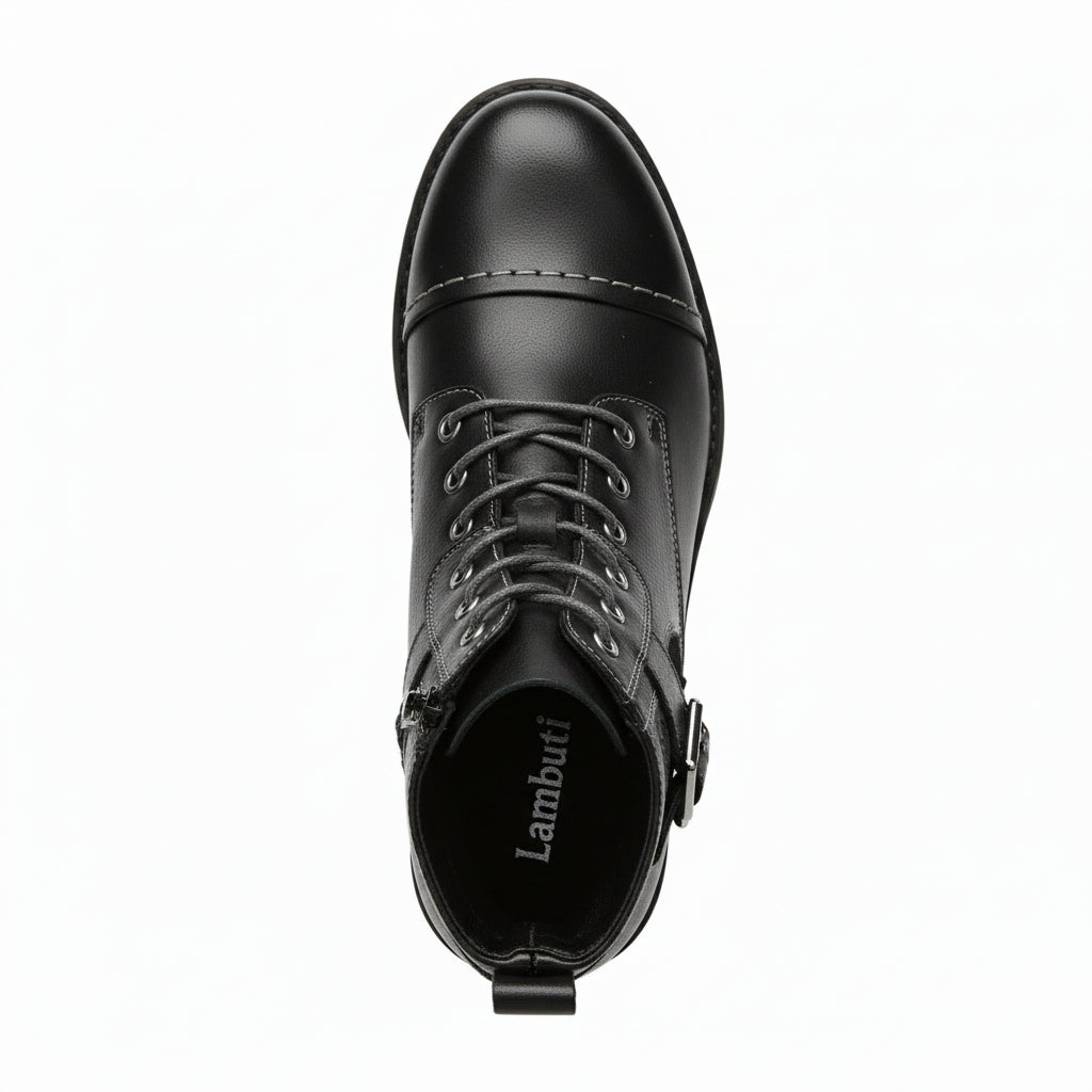 top-down-view - Men's Handmade Black Leather Classic Boots with Customization Options