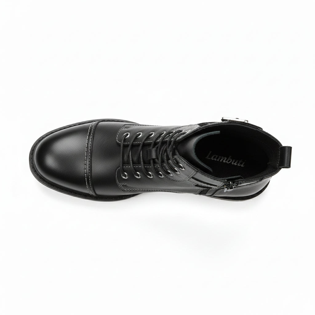 top-down-view - Men's Handmade Black Leather Classic Boots with Customization Options