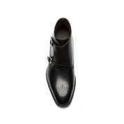top-down-view - Men's Handmade Black Leather Double Monk Boots with Premium Craftsmanship