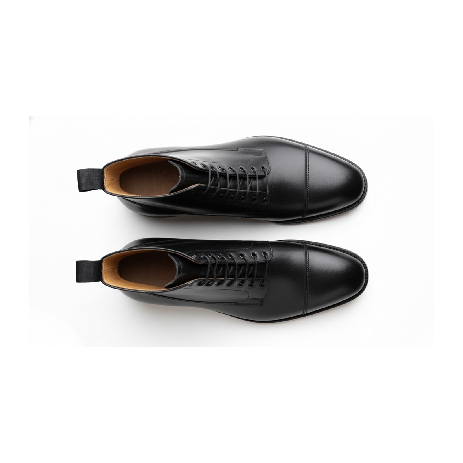 top-down-view - Men's Handmade Black Leather Dress Boots with Custom Features