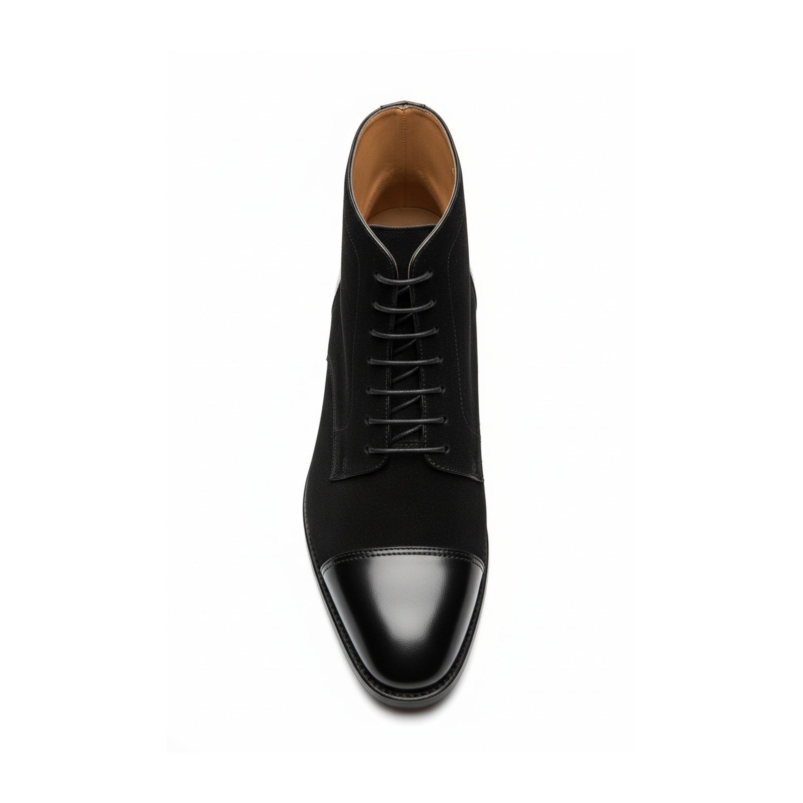 top-down-view - Men's Handmade Black Leather Oxford Ankle Boots with Dress Design