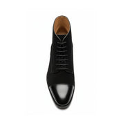 top-down-view - Men's Handmade Black Leather Oxford Ankle Boots with Dress Design
