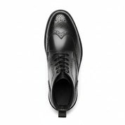 top-down-view - Men's Handmade Black Leather Wingtip Brogue Ankle Boots