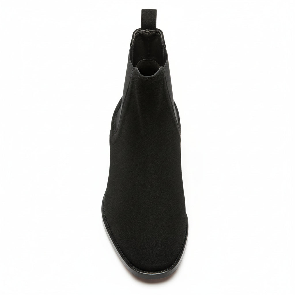 top-down-view - Men's Handmade Black Suede Chelsea Boots – Customizable Options