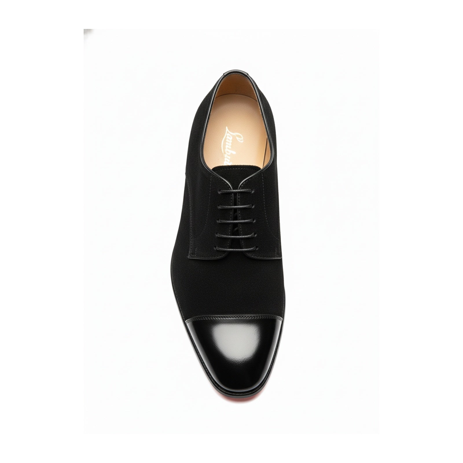 top-down-view - Men's Handmade Black Suede & Leather Formal Shoes