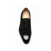 top-down-view - Men's Handmade Black Suede & Leather Formal Shoes