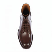 top-down-view - Men's Handmade Dark Brown Leather Lace-Up Ankle Boot with Welted Sole