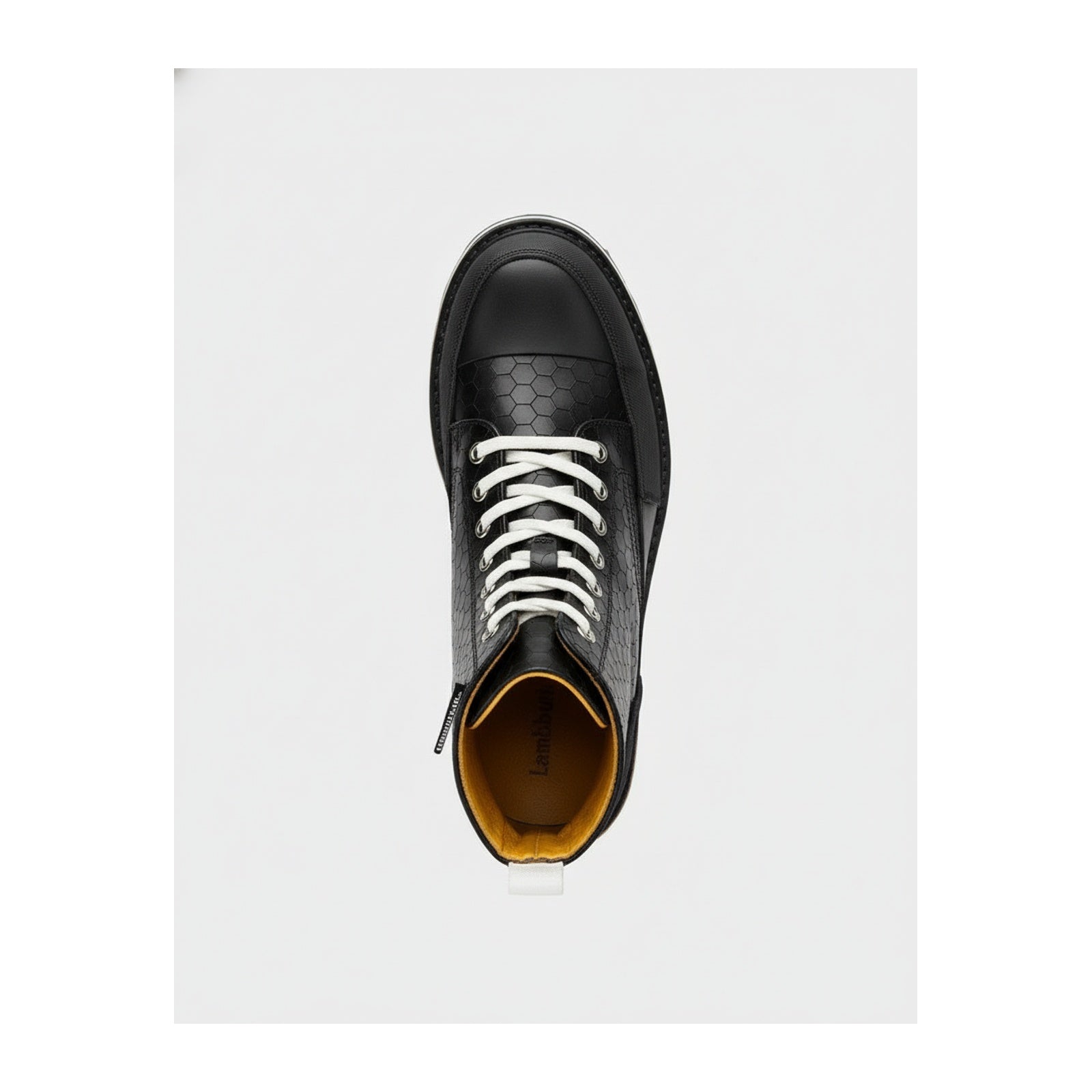 top-down-view - Men's Hexagon-Patterned Leather Motorcycle Boots