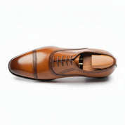 Men's Black Leather Oxford Dress Shoes - top-down-view