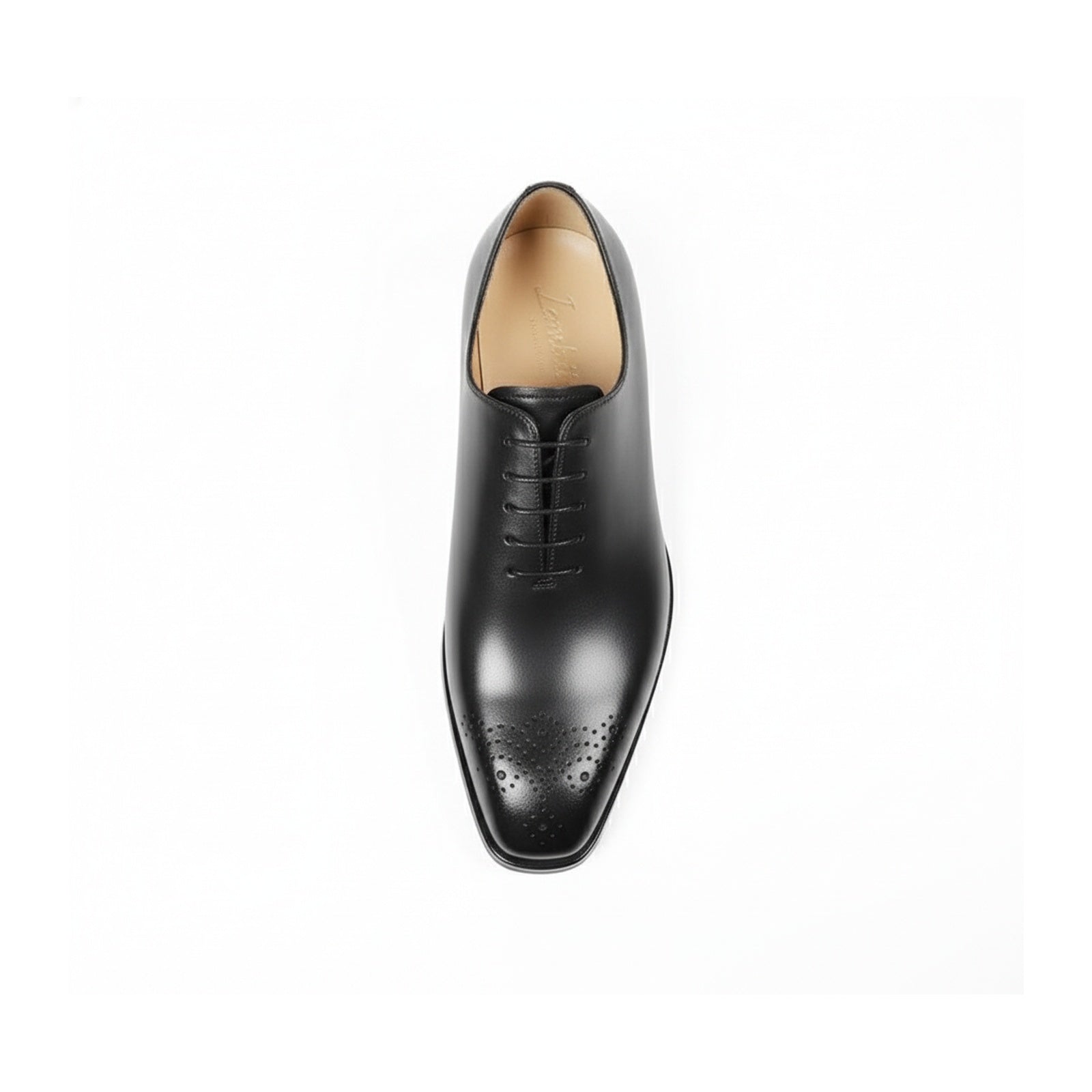 Men's Black Leather Brogue Oxford Shoes - top-down-view