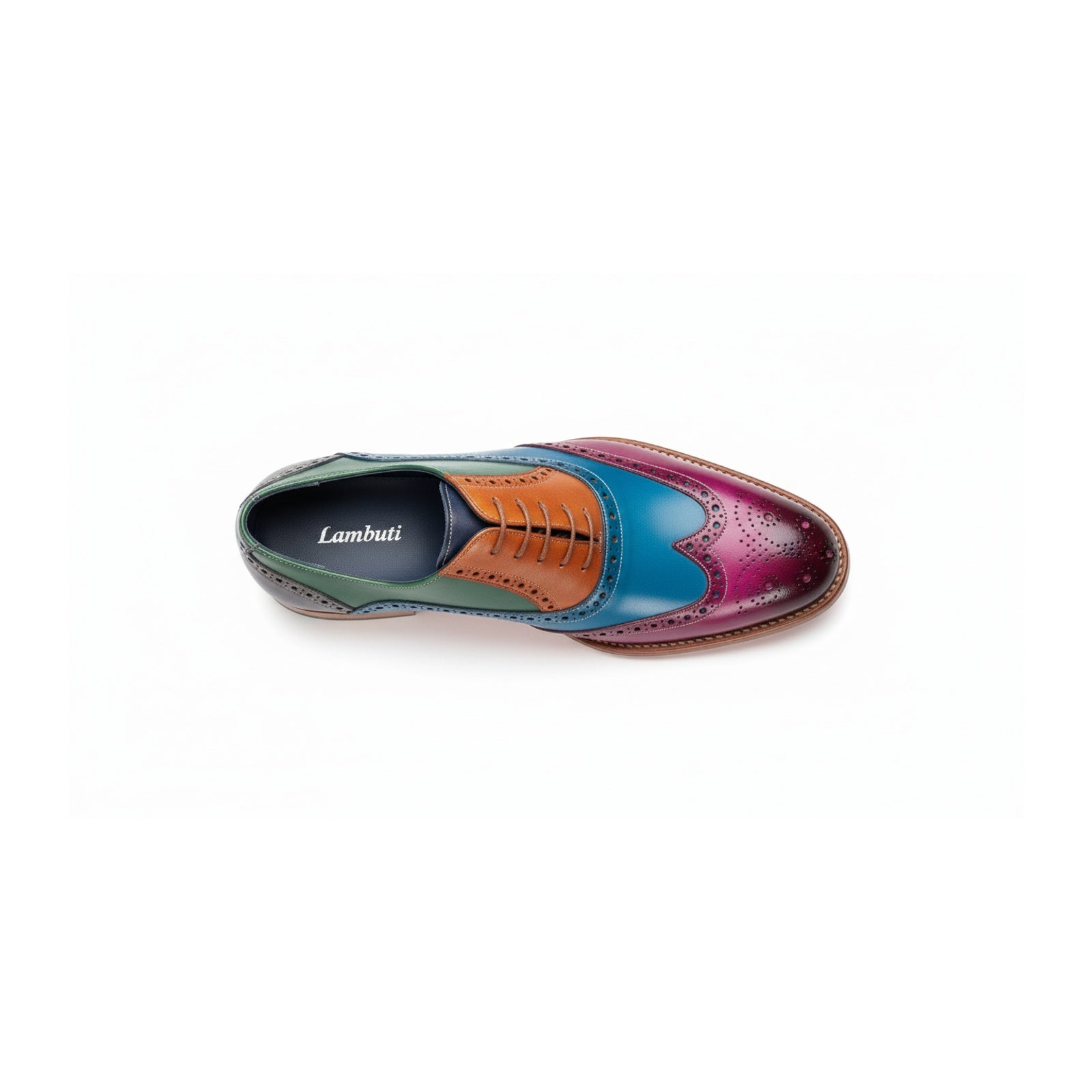 Men's Leather Wingtip Brogue Shoes - top-down-view