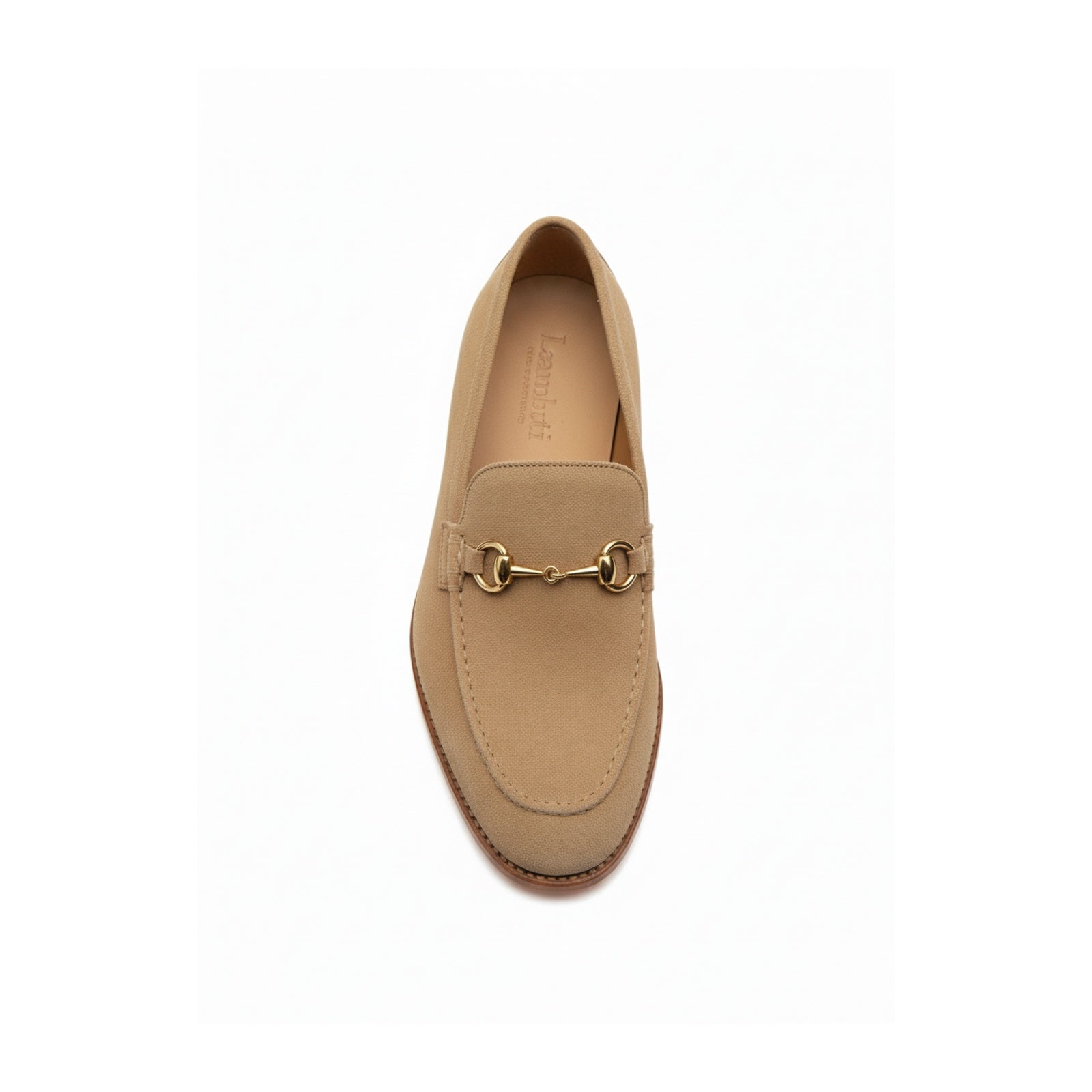 top-down-view - Men's Light Gray Suede Moccasin Shoes