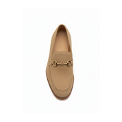 top-down-view - Men's Light Gray Suede Moccasin Shoes