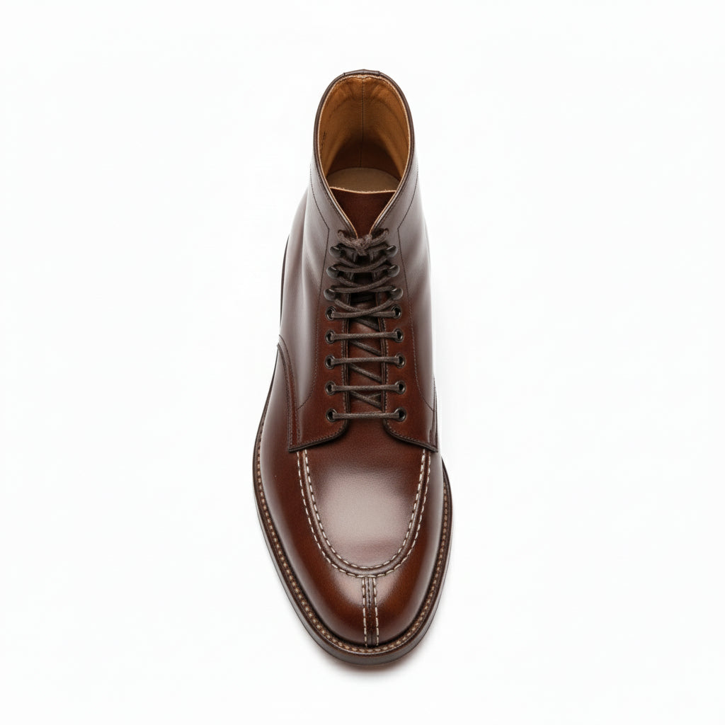 top-down-view - Men's Maroon Leather Lace-Up Ankle Dress Boots