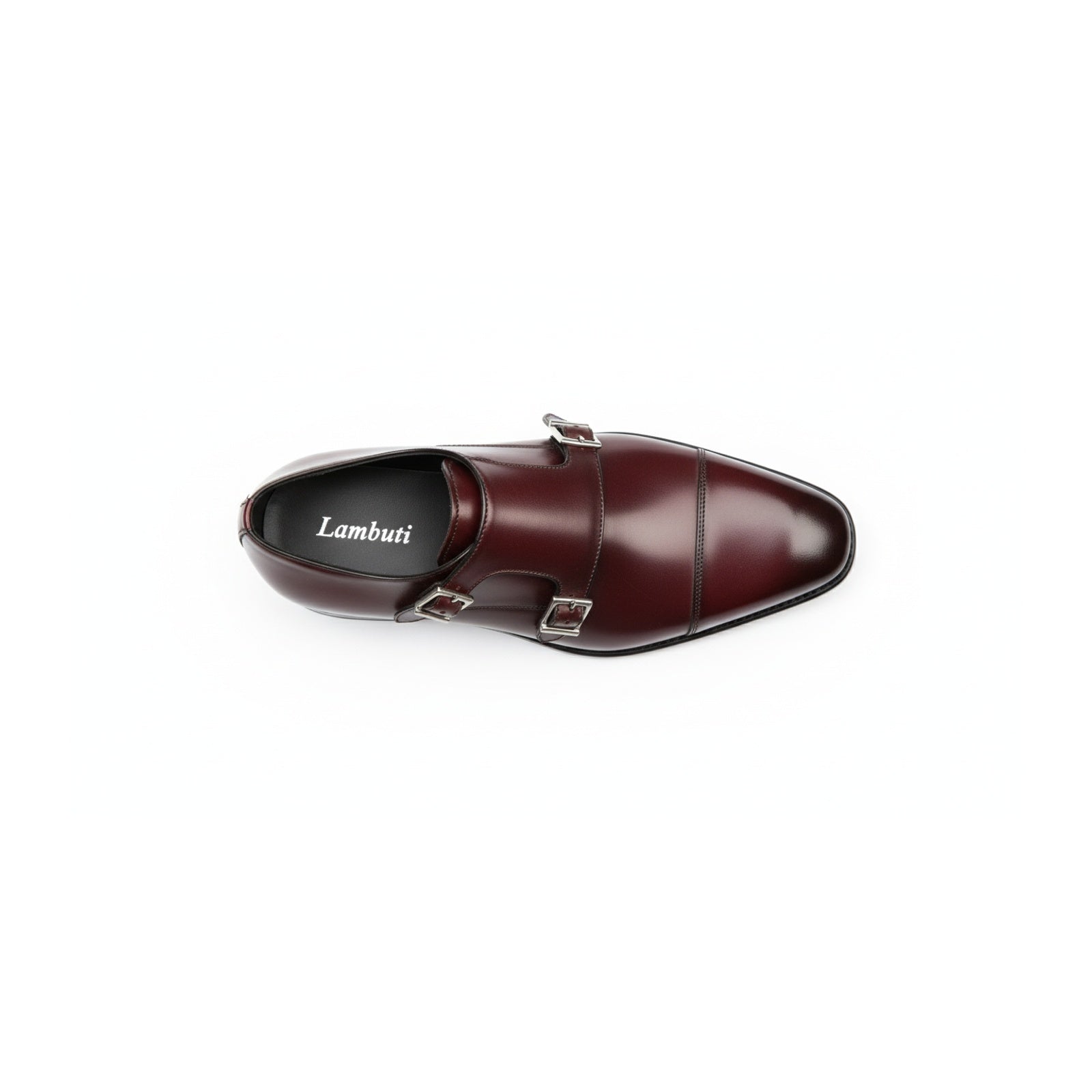 top-down-view - Men's Maroon Monk Strap Leather Shoes