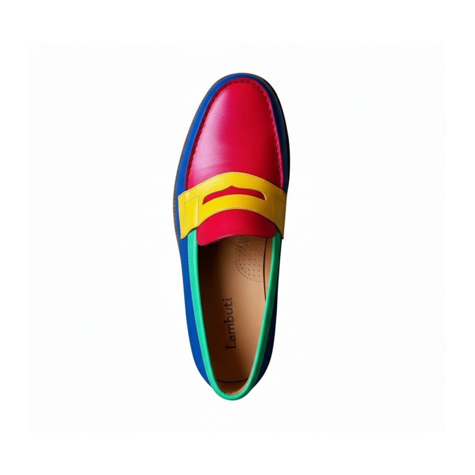 Men's Multi-color Leather Slip-on Loafers - top-down-view