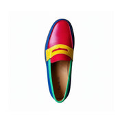 Men's Multi-color Leather Slip-on Loafers - top-down-view