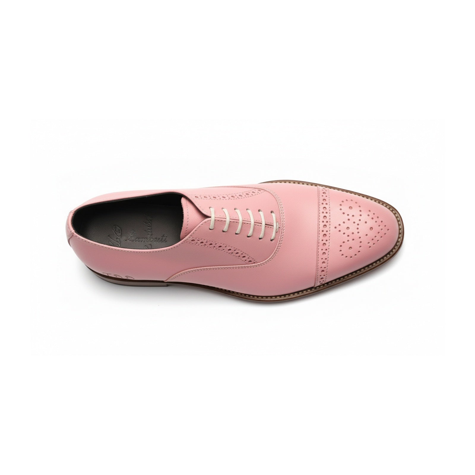 top-down-view - Men's Pink Leather Oxford Shoes