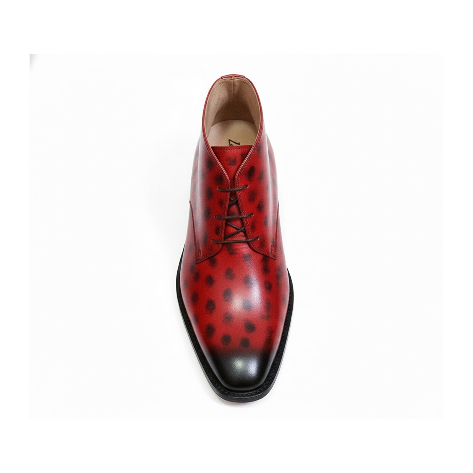 Men's Red Leather Chukka Boots, Casual Ankle Boots - top-down-view
