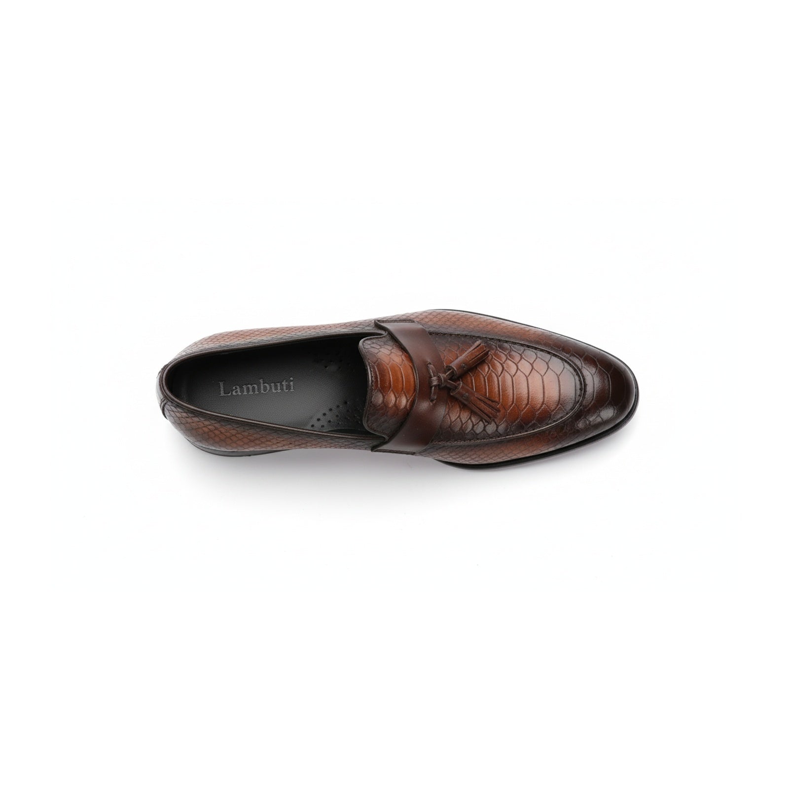 top-down-view - Men's Shaded Tan Leather Tassel Loafers