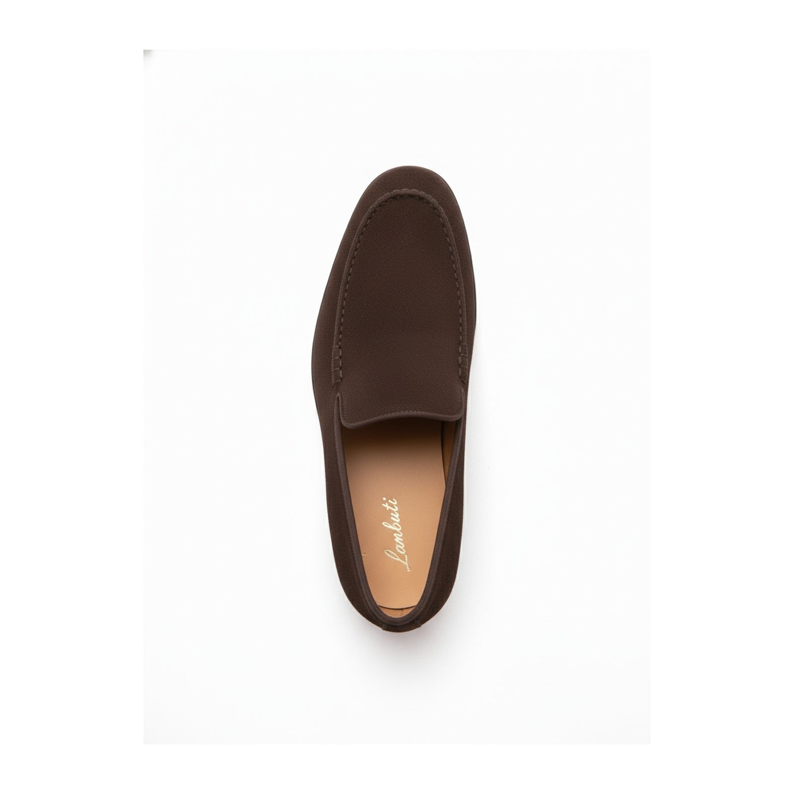 Men's Suede Slip-On Moccasins in Brown - top-down-view