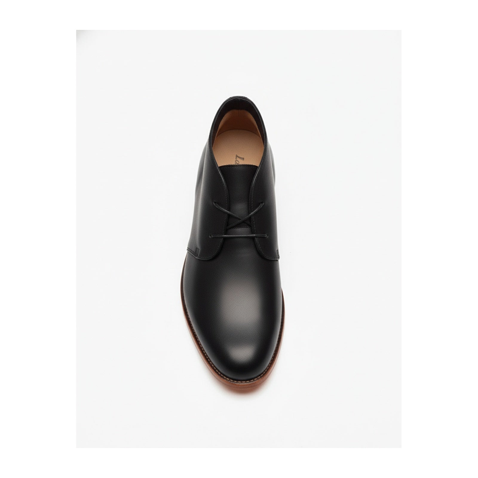 Men's Tan Black Leather Chukka Boots - top-down-view
